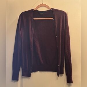Ralph Lauren Womens Crewneck Cashmere Cardigan in Plum.